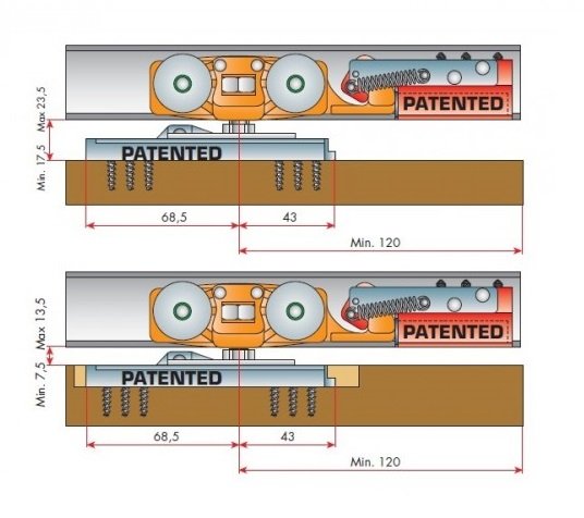 Stumdomų durų sistema TG/AU su Soft Close stabdžiais ir automatiniais užkabinimais (KOMPLEKTAS) - Image 3