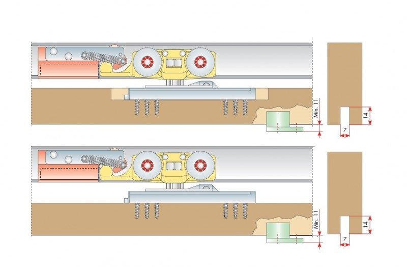 Stumdomų durų sistema TG/AU su Soft Close stabdžiais ir automatiniais užkabinimais (KOMPLEKTAS) - Image 4