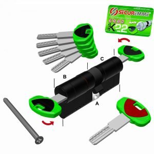 Cilindras K22 TOP Security juodas