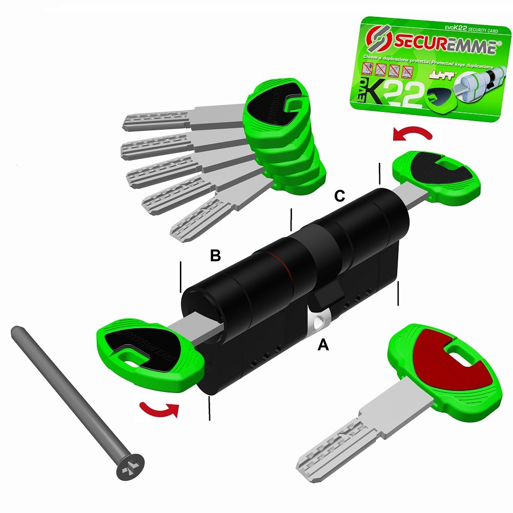 Cilindras K22 TOP Security juodas